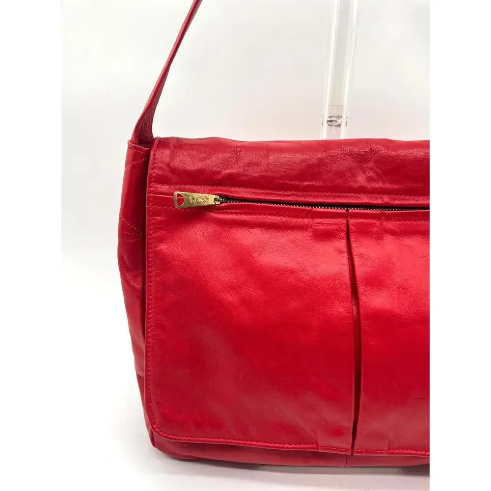 Georgetown Leather Design Red Messenger Foldover Hobo Bag